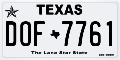 TX license plate DOF7761