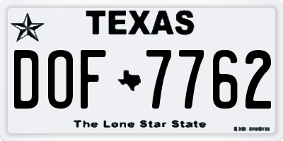 TX license plate DOF7762