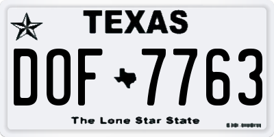 TX license plate DOF7763