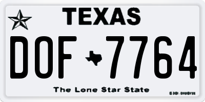 TX license plate DOF7764