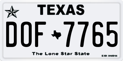 TX license plate DOF7765
