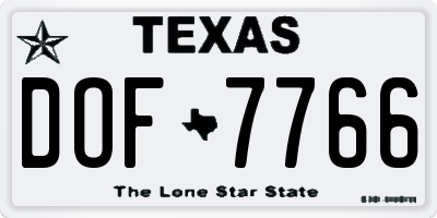 TX license plate DOF7766