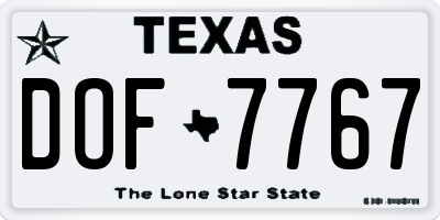 TX license plate DOF7767