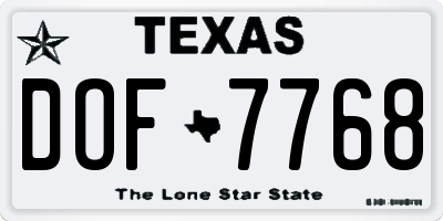 TX license plate DOF7768