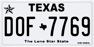 TX license plate DOF7769