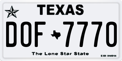 TX license plate DOF7770