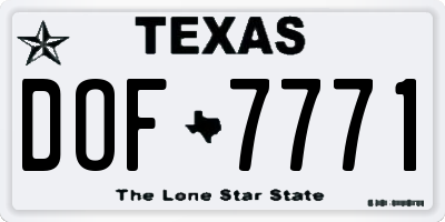 TX license plate DOF7771
