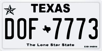 TX license plate DOF7773