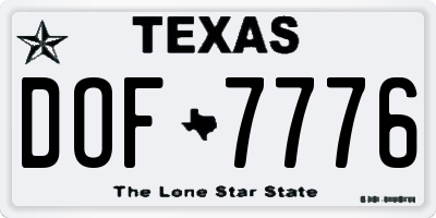 TX license plate DOF7776