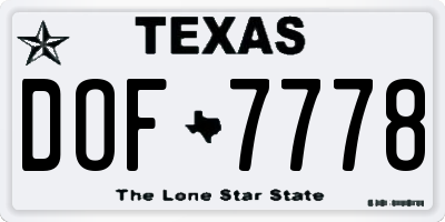 TX license plate DOF7778