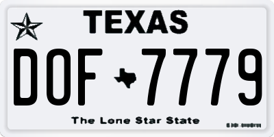 TX license plate DOF7779