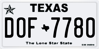 TX license plate DOF7780