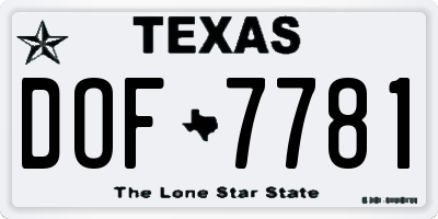TX license plate DOF7781