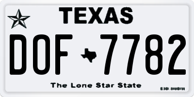 TX license plate DOF7782