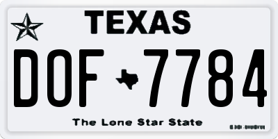 TX license plate DOF7784