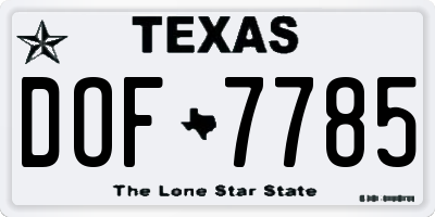 TX license plate DOF7785