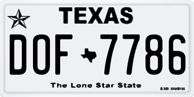 TX license plate DOF7786