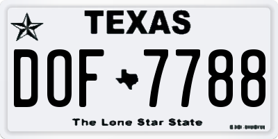 TX license plate DOF7788