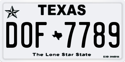 TX license plate DOF7789