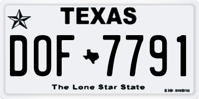 TX license plate DOF7791