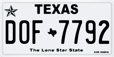 TX license plate DOF7792