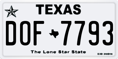 TX license plate DOF7793
