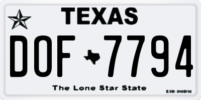 TX license plate DOF7794