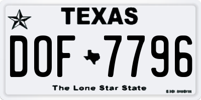 TX license plate DOF7796