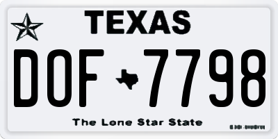 TX license plate DOF7798