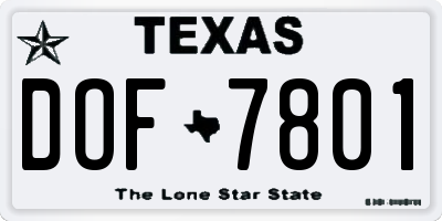 TX license plate DOF7801
