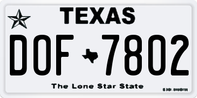 TX license plate DOF7802