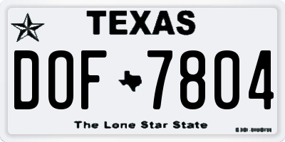 TX license plate DOF7804