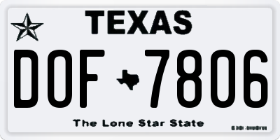 TX license plate DOF7806
