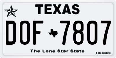 TX license plate DOF7807