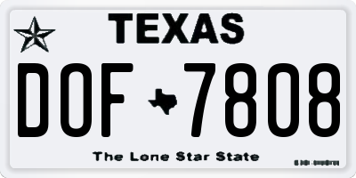 TX license plate DOF7808