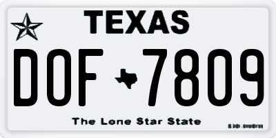 TX license plate DOF7809