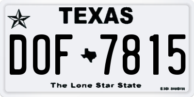 TX license plate DOF7815