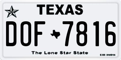 TX license plate DOF7816