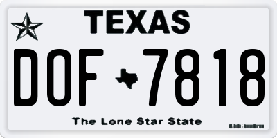 TX license plate DOF7818
