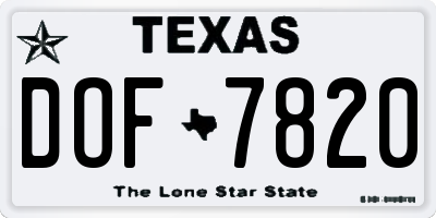 TX license plate DOF7820