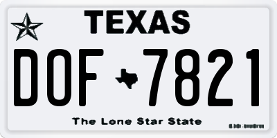 TX license plate DOF7821