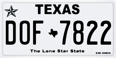 TX license plate DOF7822