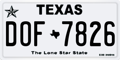TX license plate DOF7826