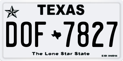 TX license plate DOF7827
