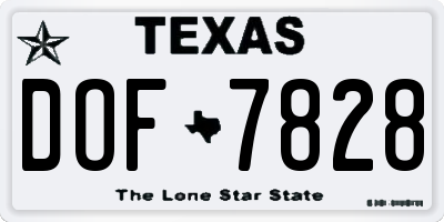 TX license plate DOF7828