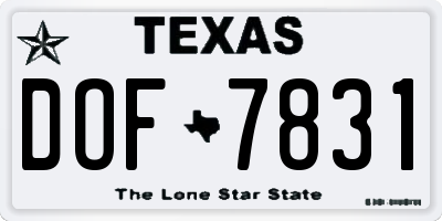 TX license plate DOF7831