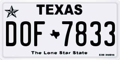 TX license plate DOF7833
