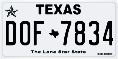 TX license plate DOF7834