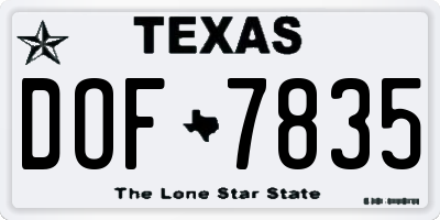 TX license plate DOF7835