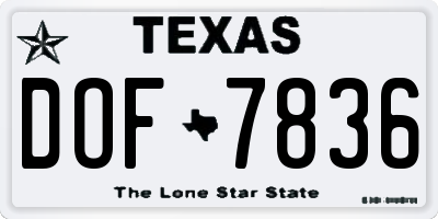 TX license plate DOF7836